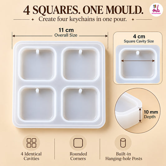 4pcs Keychain Square Mould