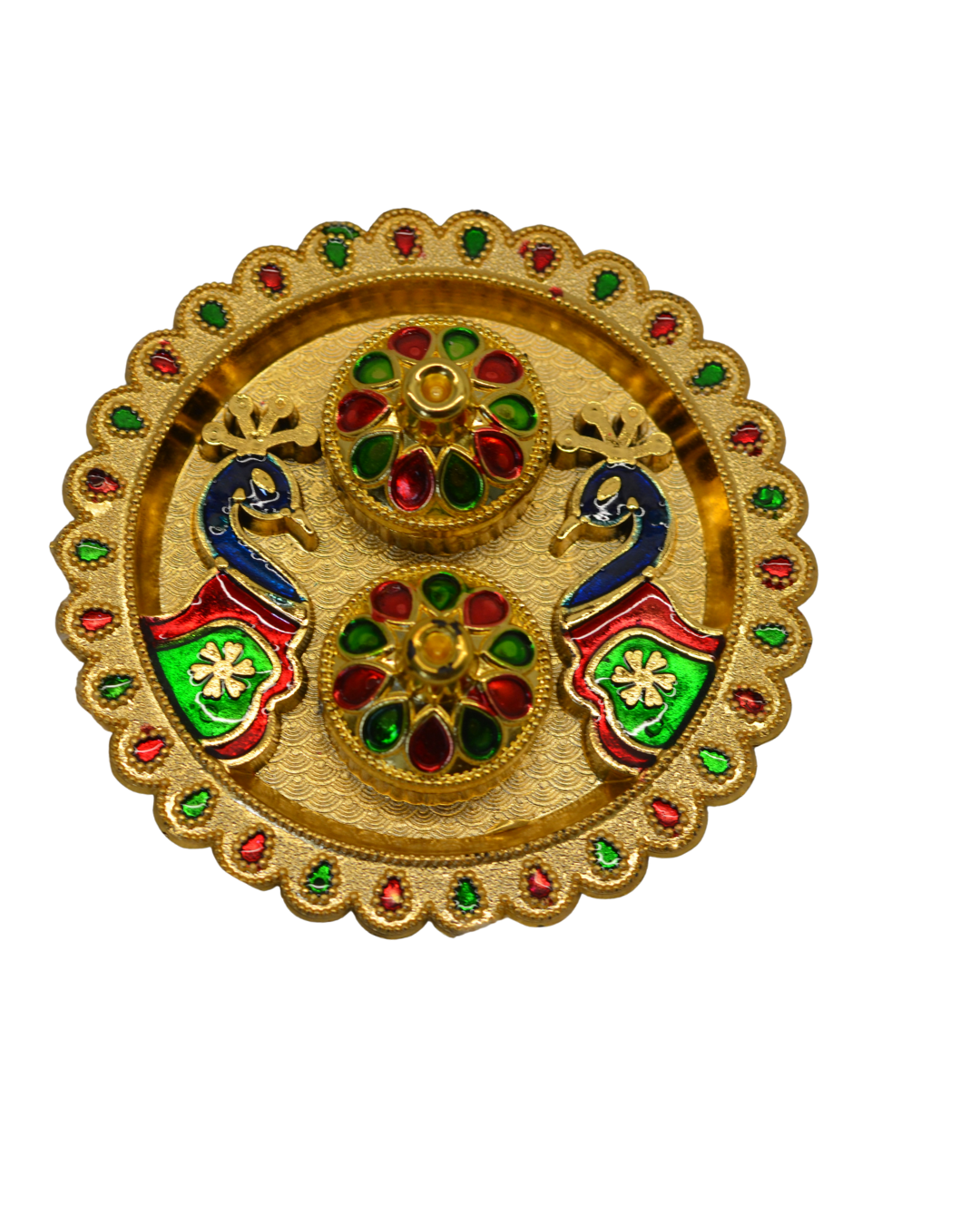 Peacock round pooja thali