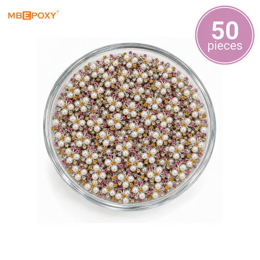 Pearl & Rhinestone Starburst - Silver Tone