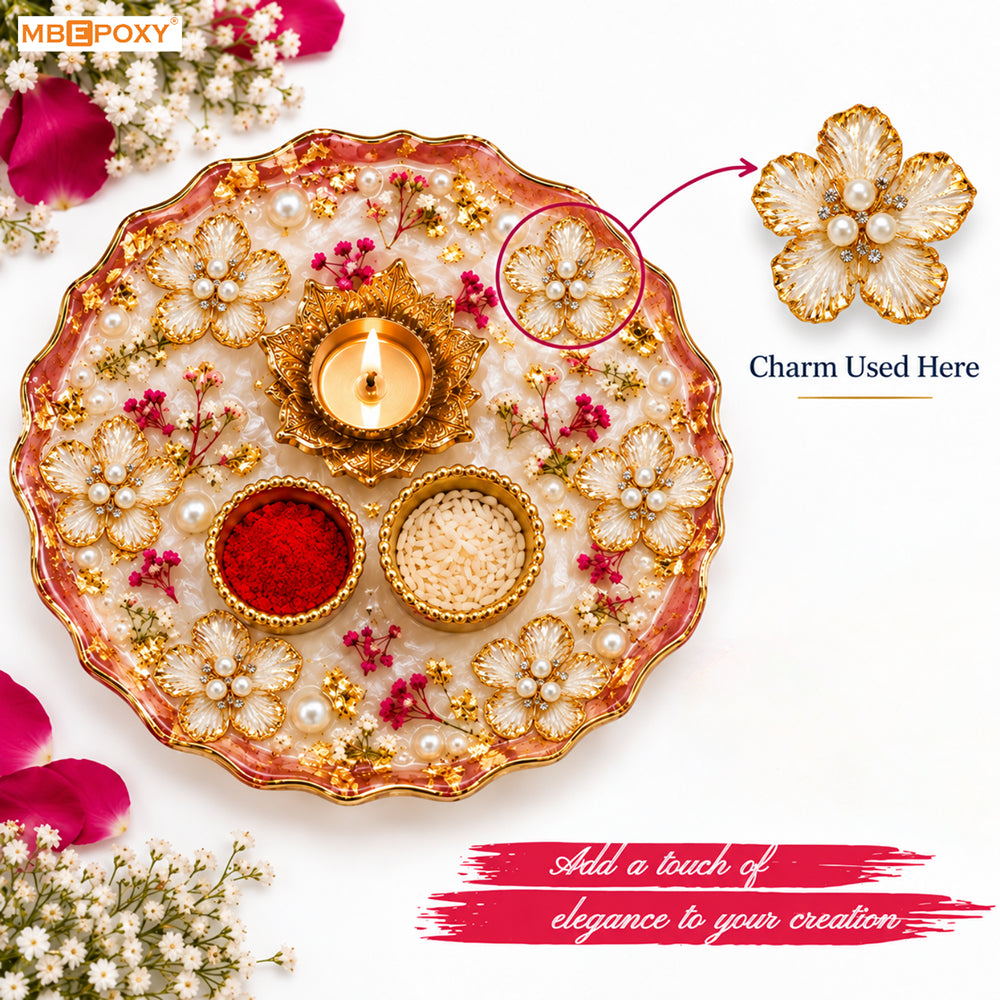 White Pearl Flower Charm