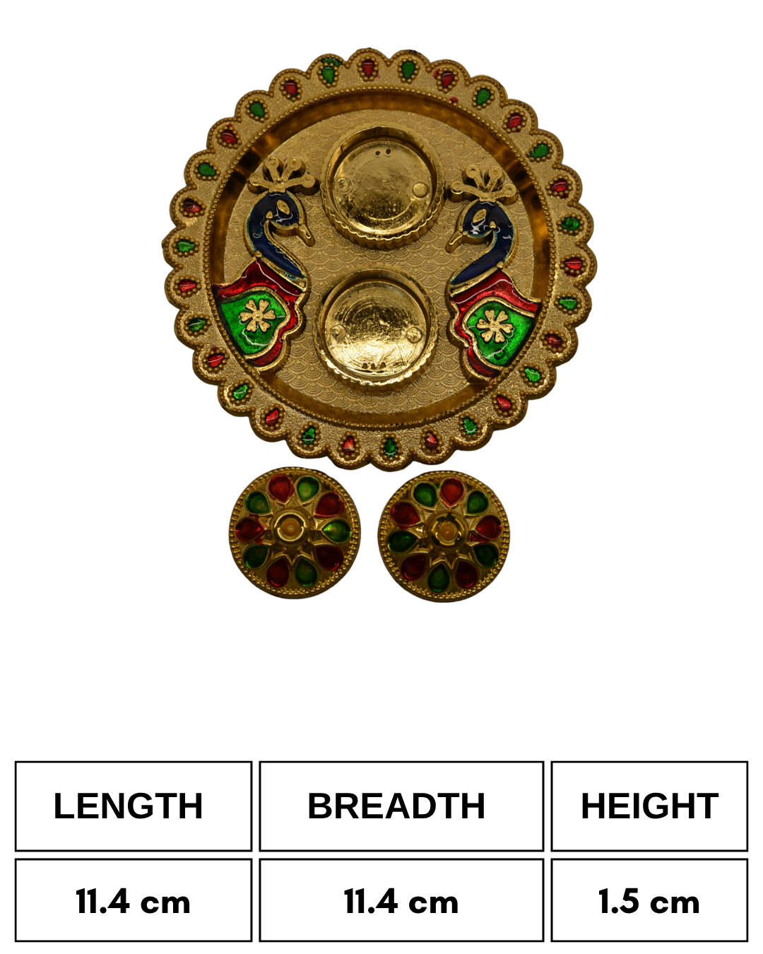 Peacock round pooja thali