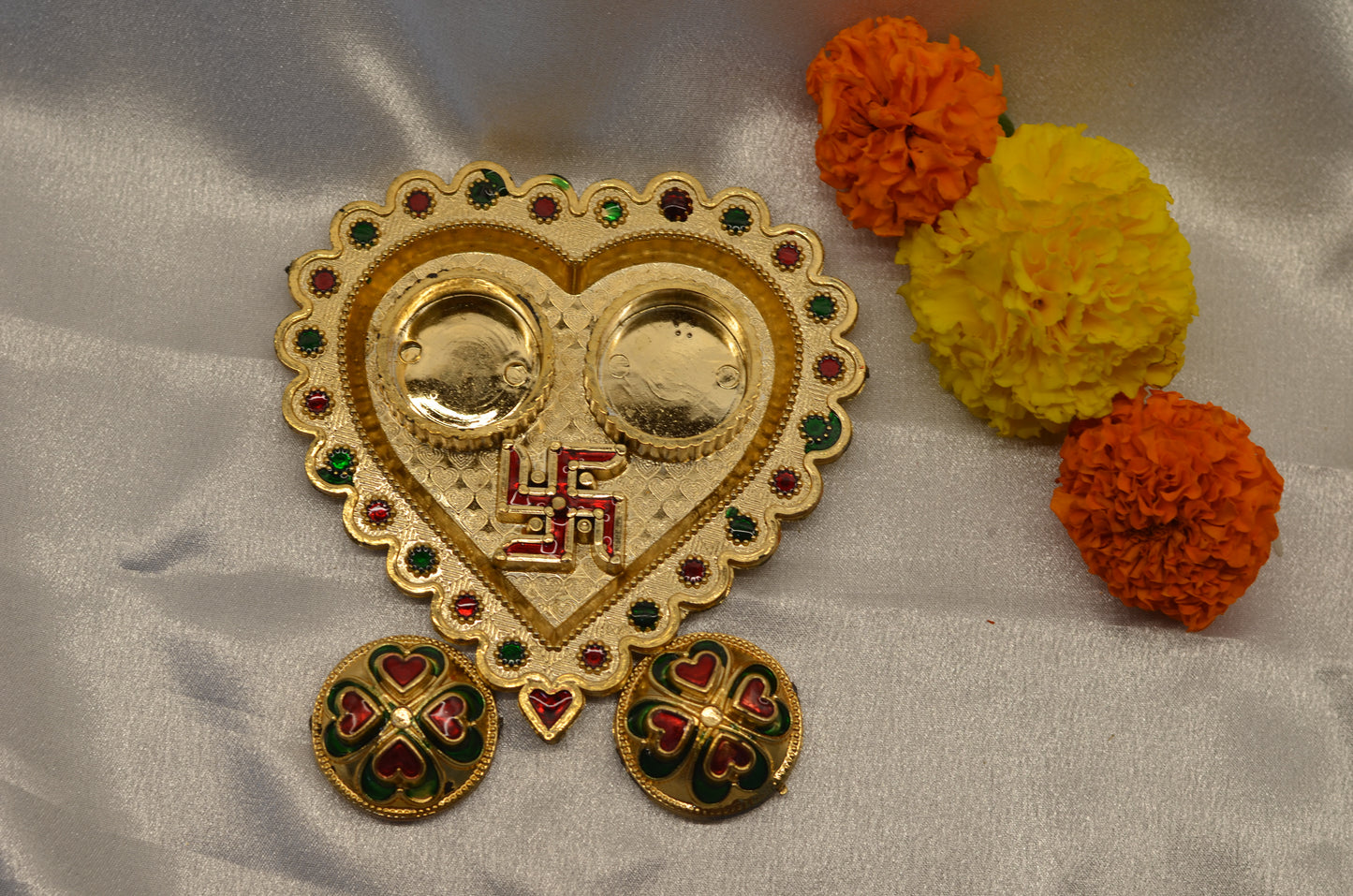Heart Swastik pooja thali