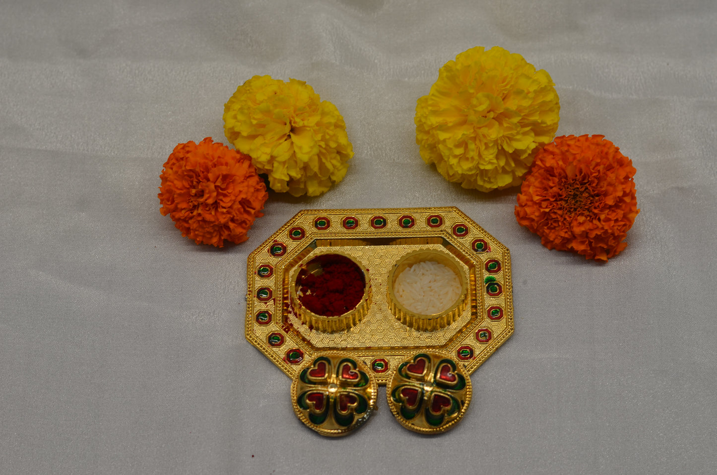 rectangle shaped pooja thali