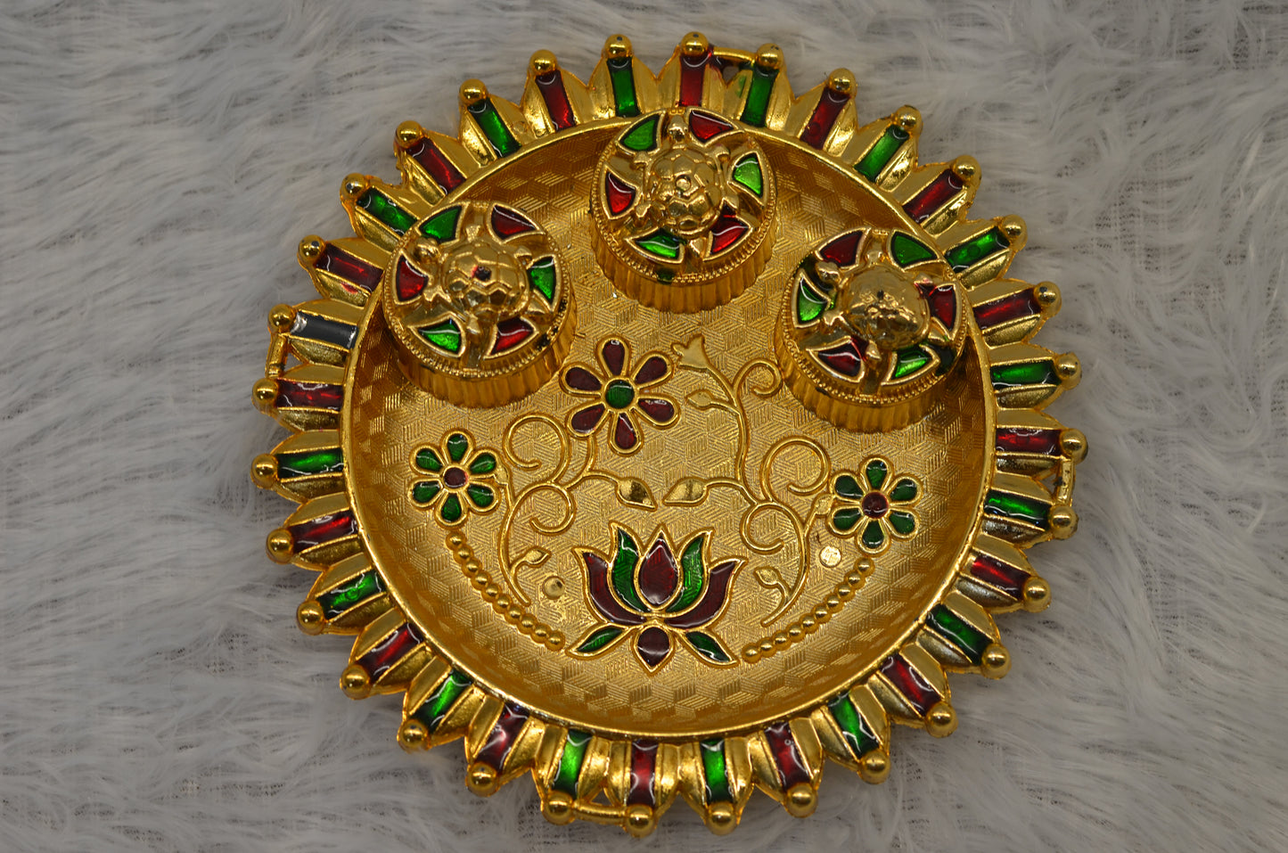 6"inch lotus pooja thali