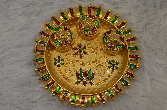 6"inch lotus pooja thali