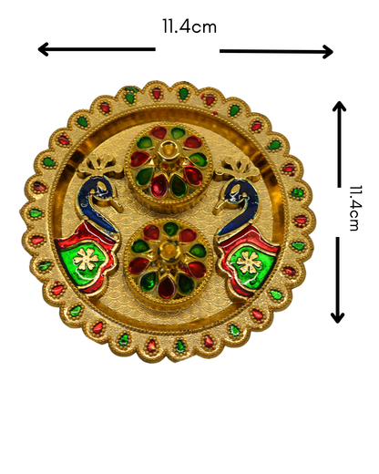 Peacock round pooja thali