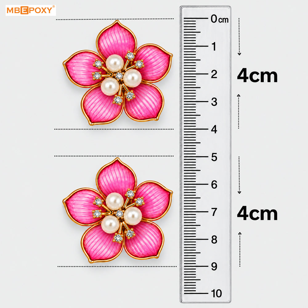 Dark Pink Pearl Flower Charm