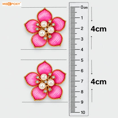 Dark Pink Pearl Flower Charm