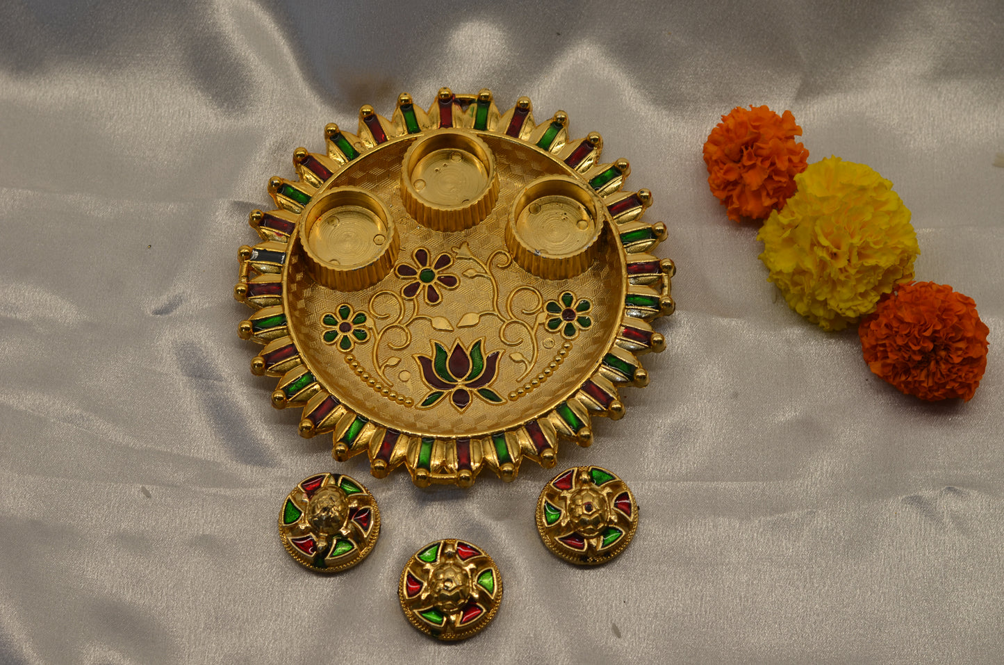 6"inch lotus pooja thali