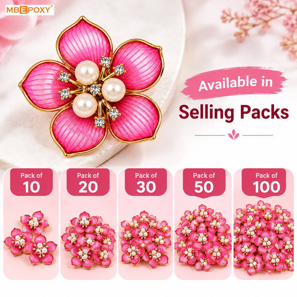 Dark Pink Pearl Flower Charm