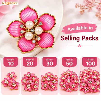 Dark Pink Pearl Flower Charm