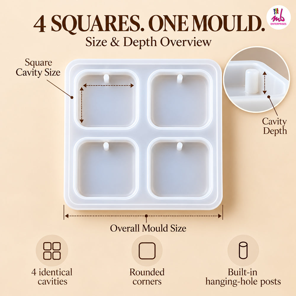 4pcs Keychain Square Mould
