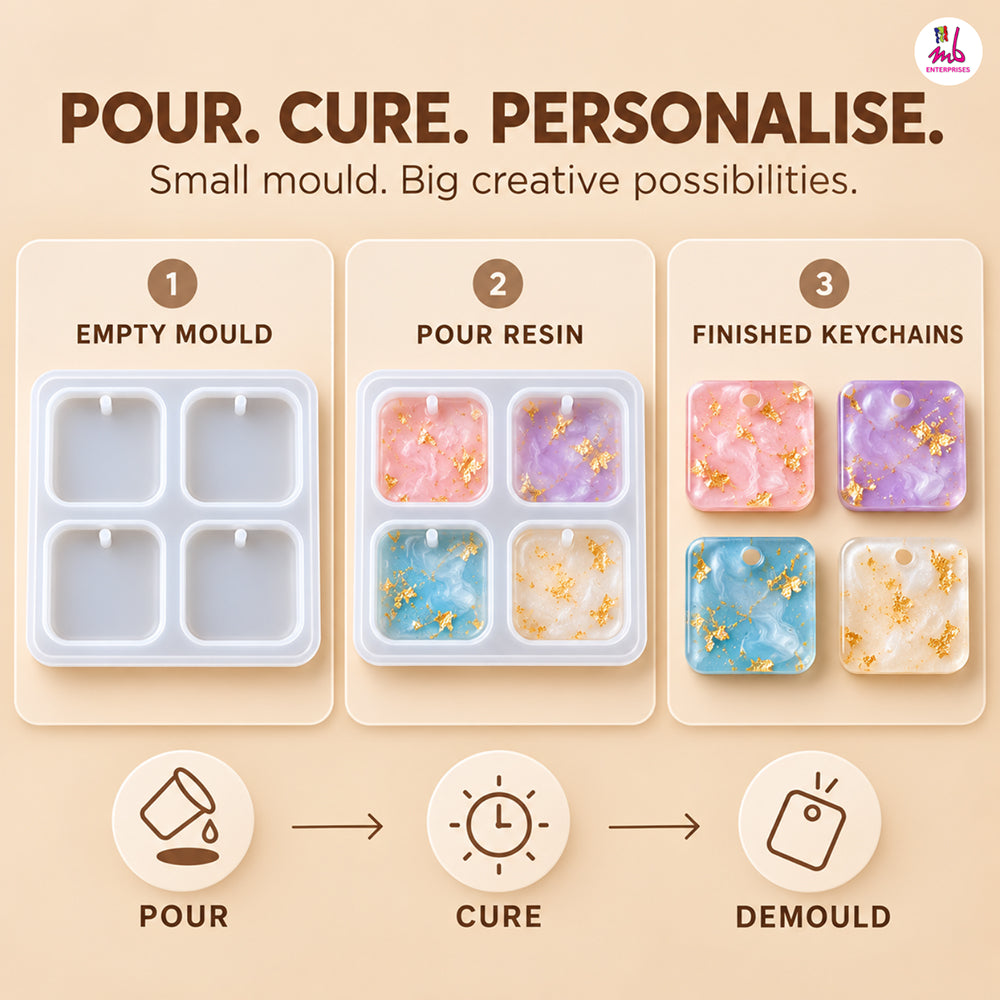 4pcs Keychain Square Mould