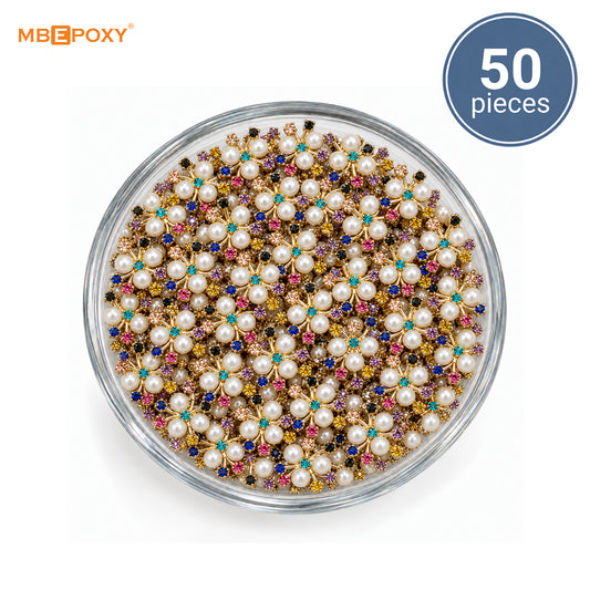 Pearl & Rhinestone Starburst - Gold Tone