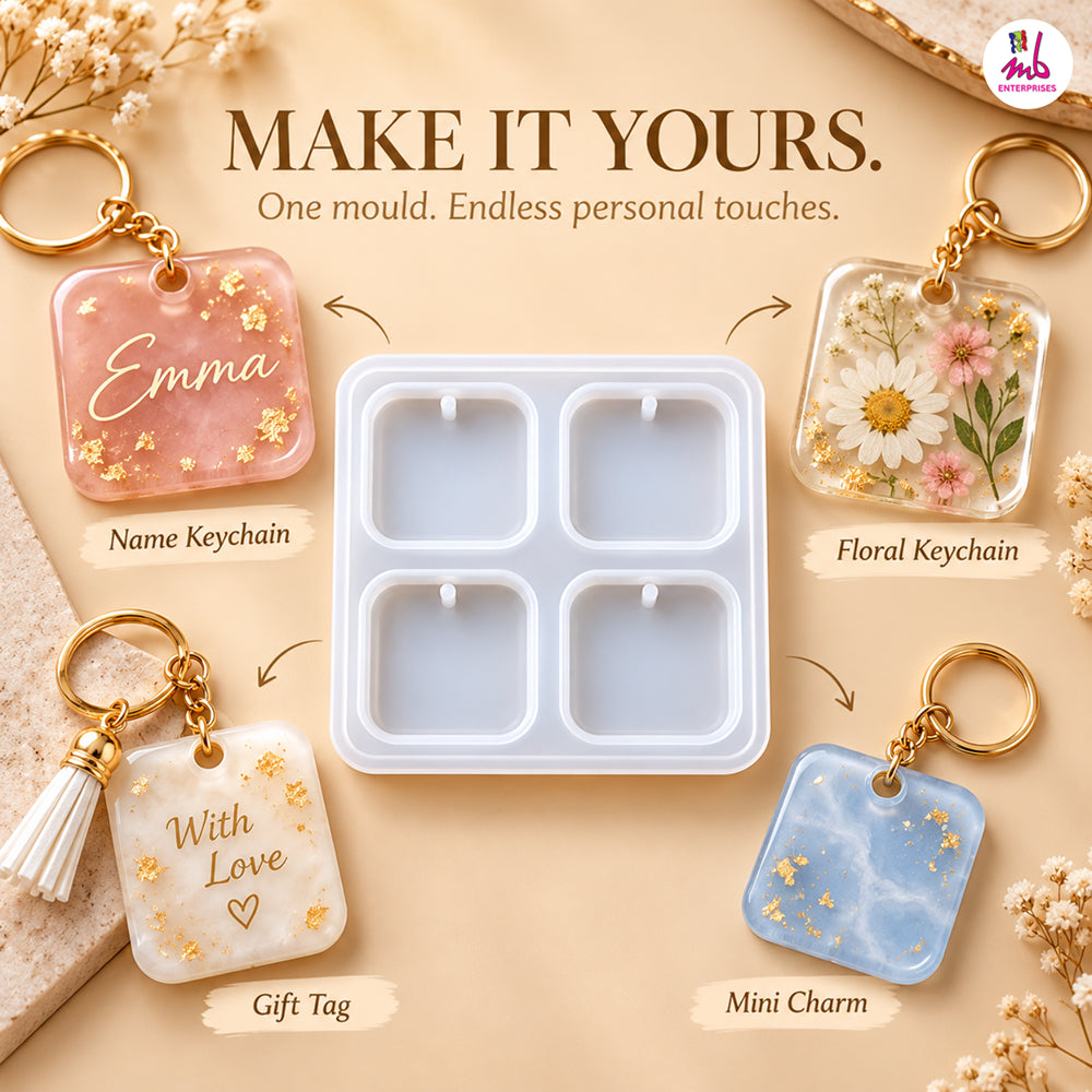 4pcs Keychain Square Mould