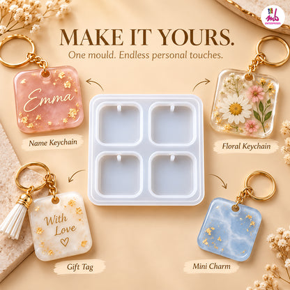 4pcs Keychain Square Mould