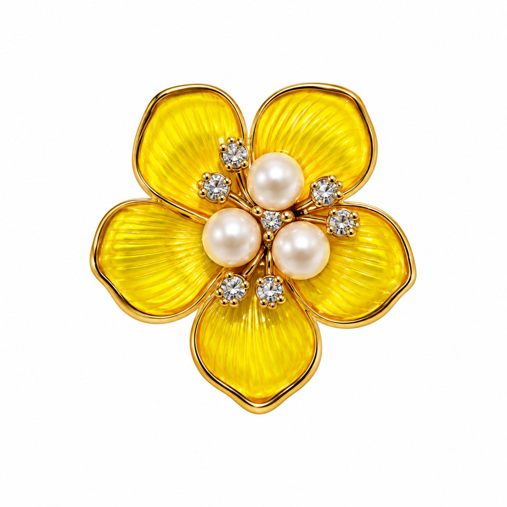 Yellow Pearl Flower Charm