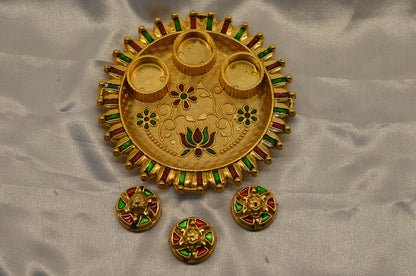 6"inch lotus pooja thali