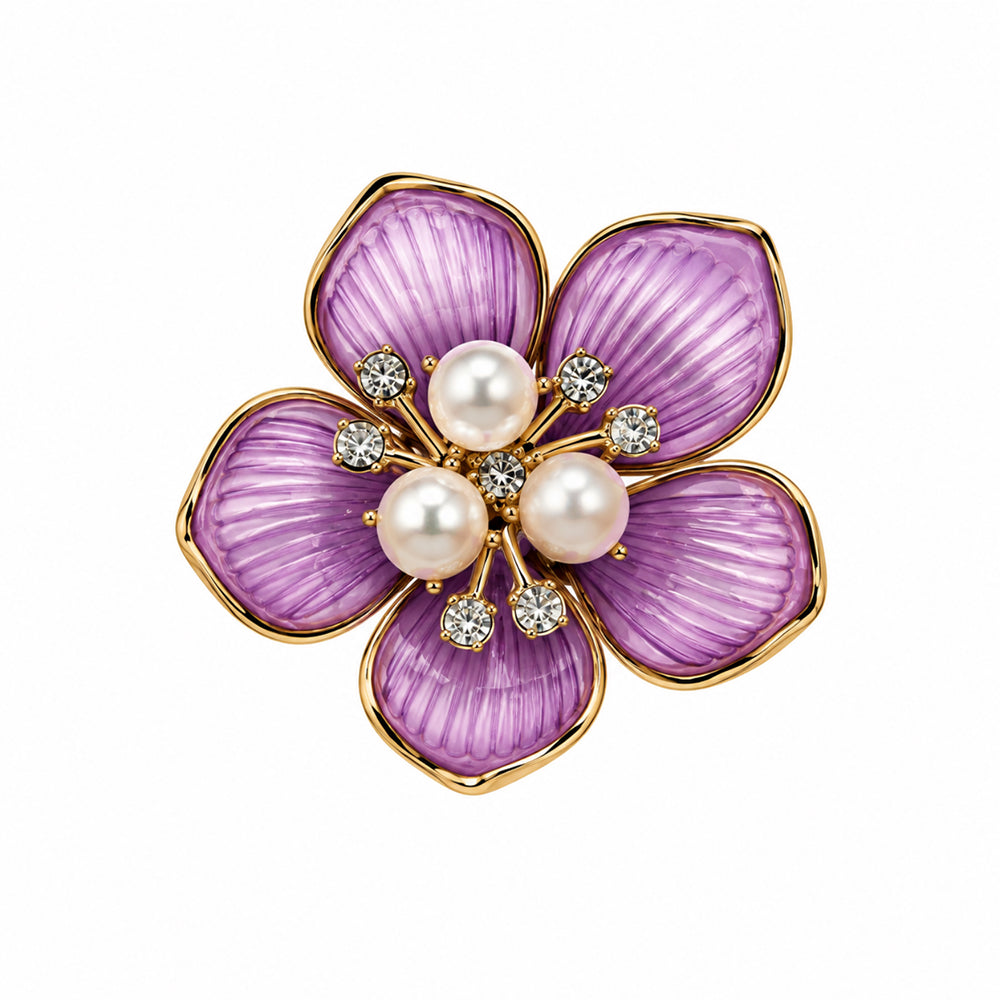 Purple Pearl Flower Charm