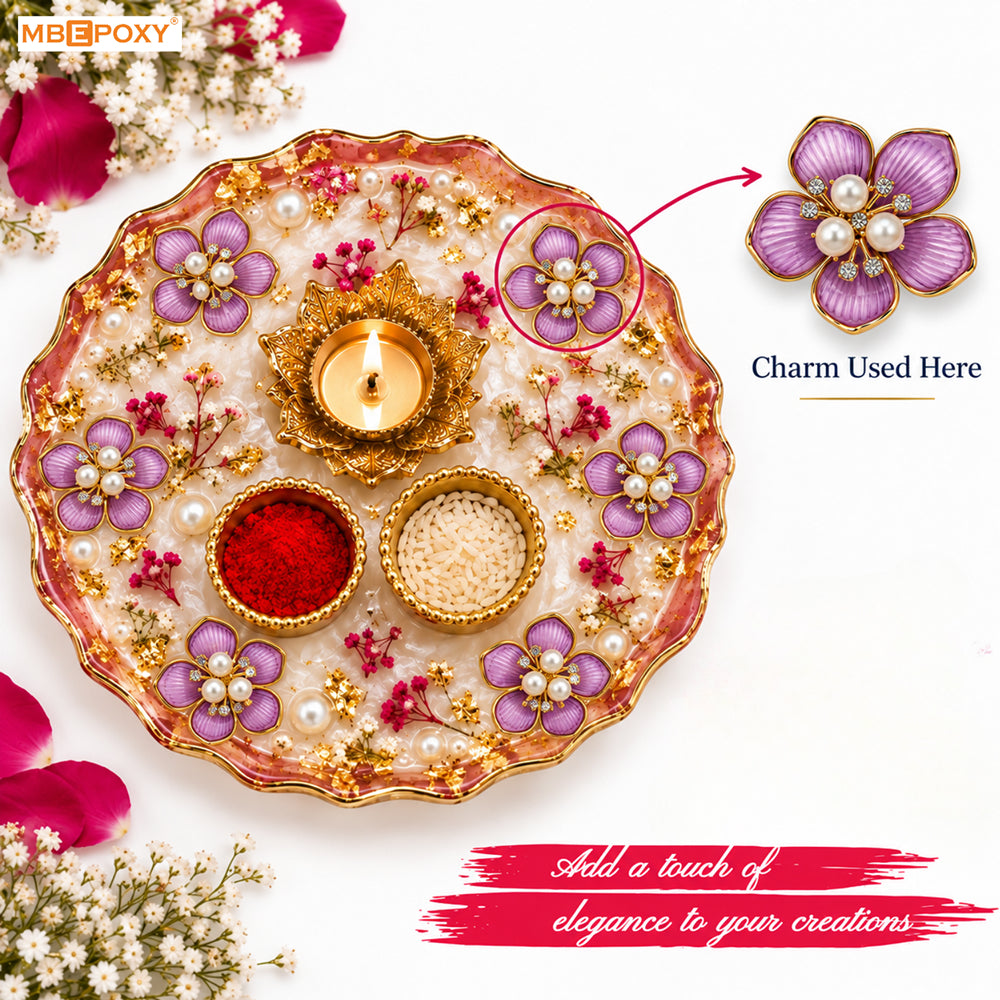 Purple Pearl Flower Charm