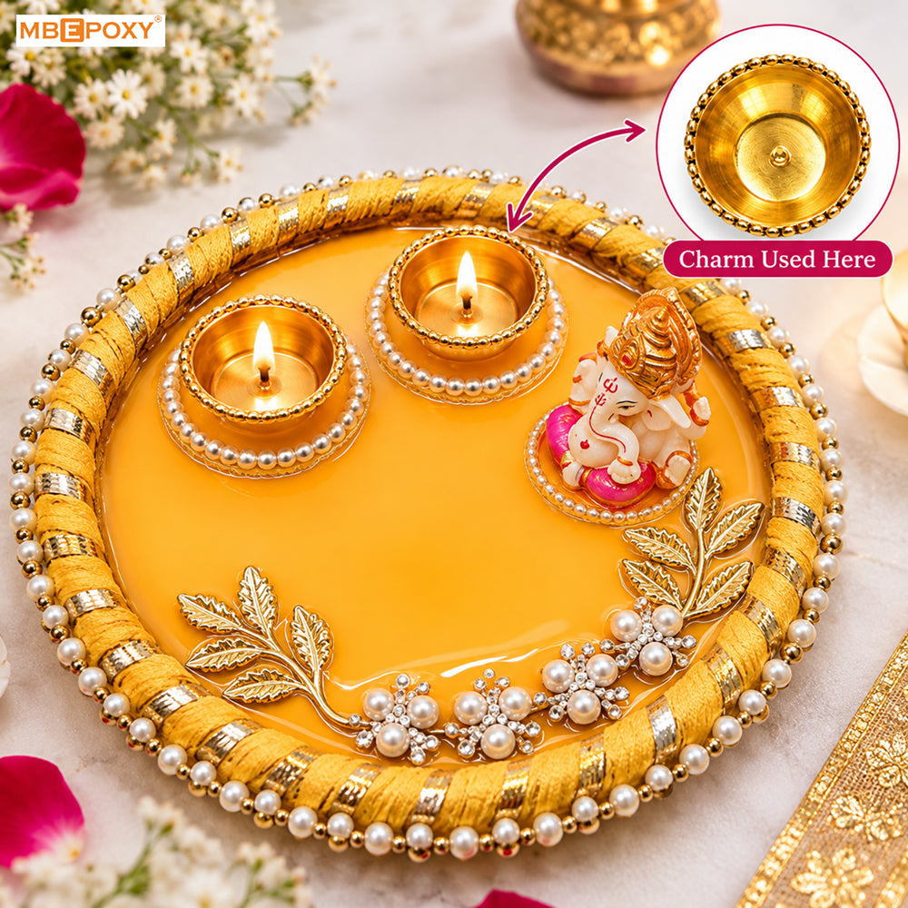 Resin Pooja Thali Diya Pair