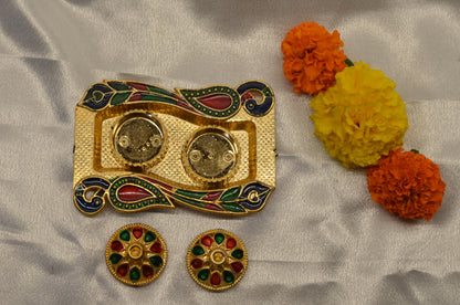 peacock square pooja thali