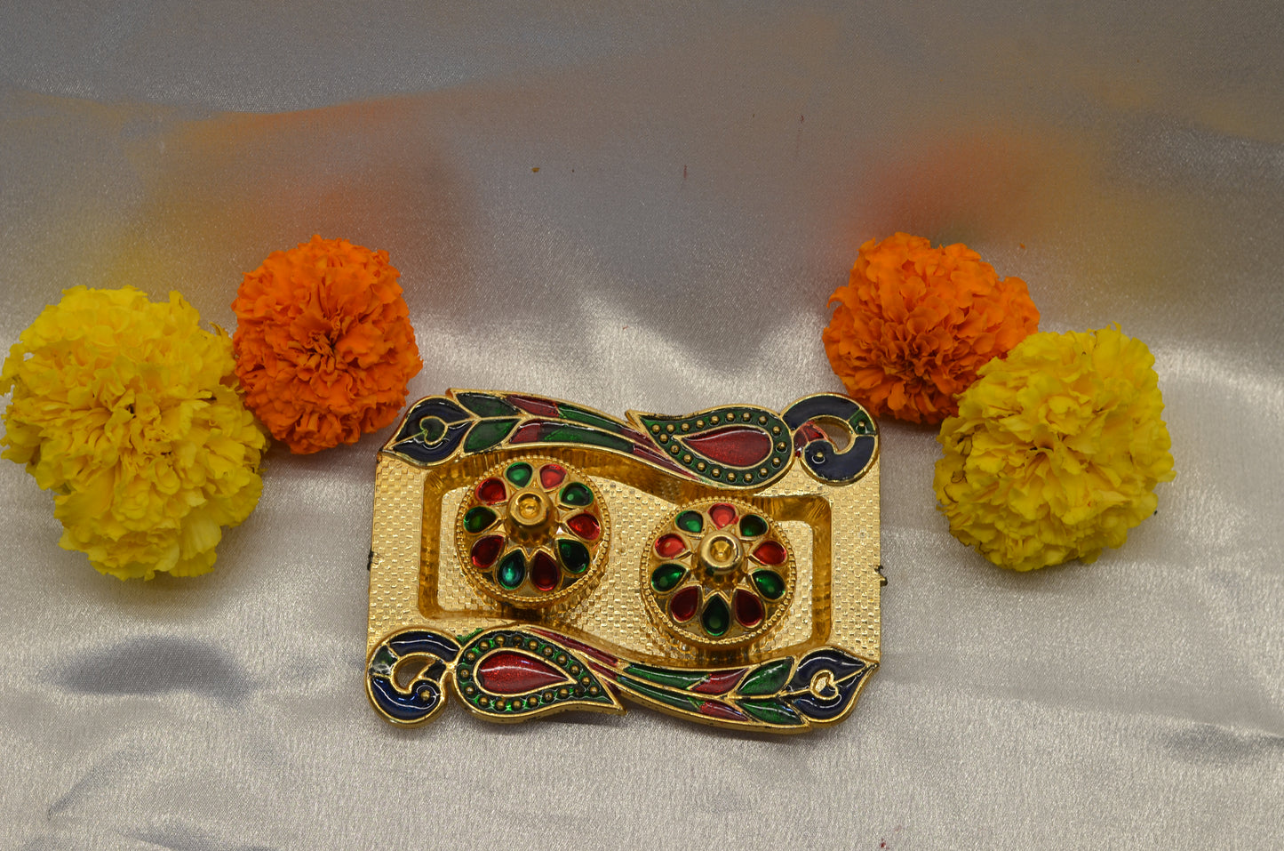 peacock square pooja thali