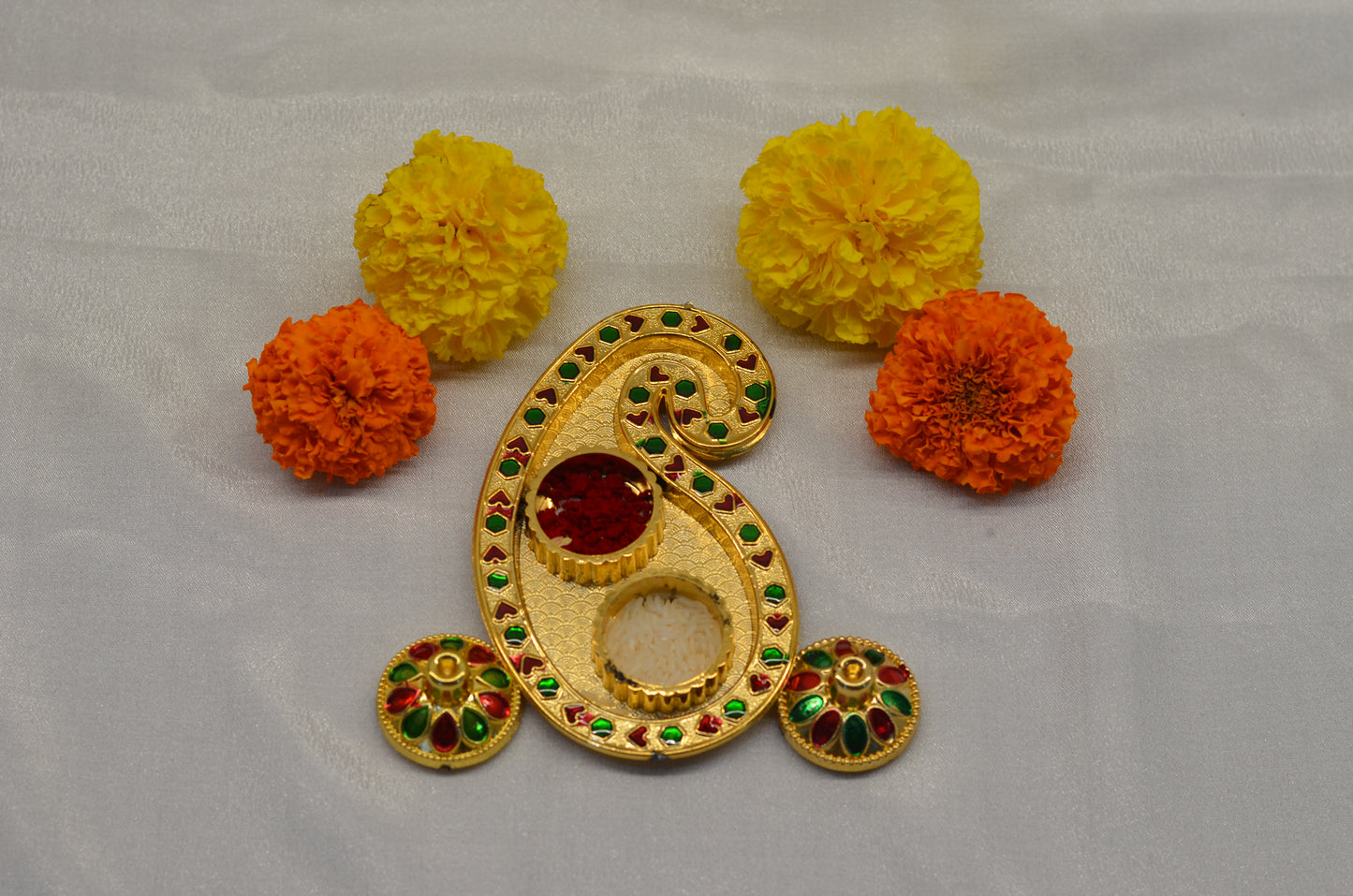 mango shaped pooja thali