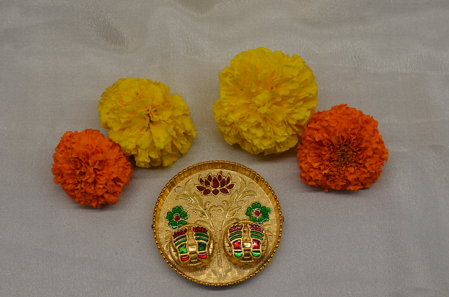 3"round lotus pooja thali