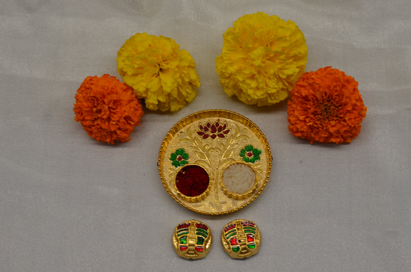 3"round lotus pooja thali