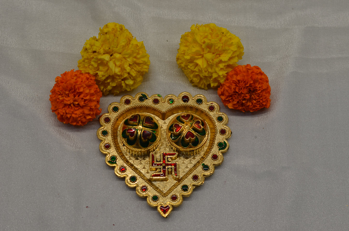 Heart Swastik pooja thali