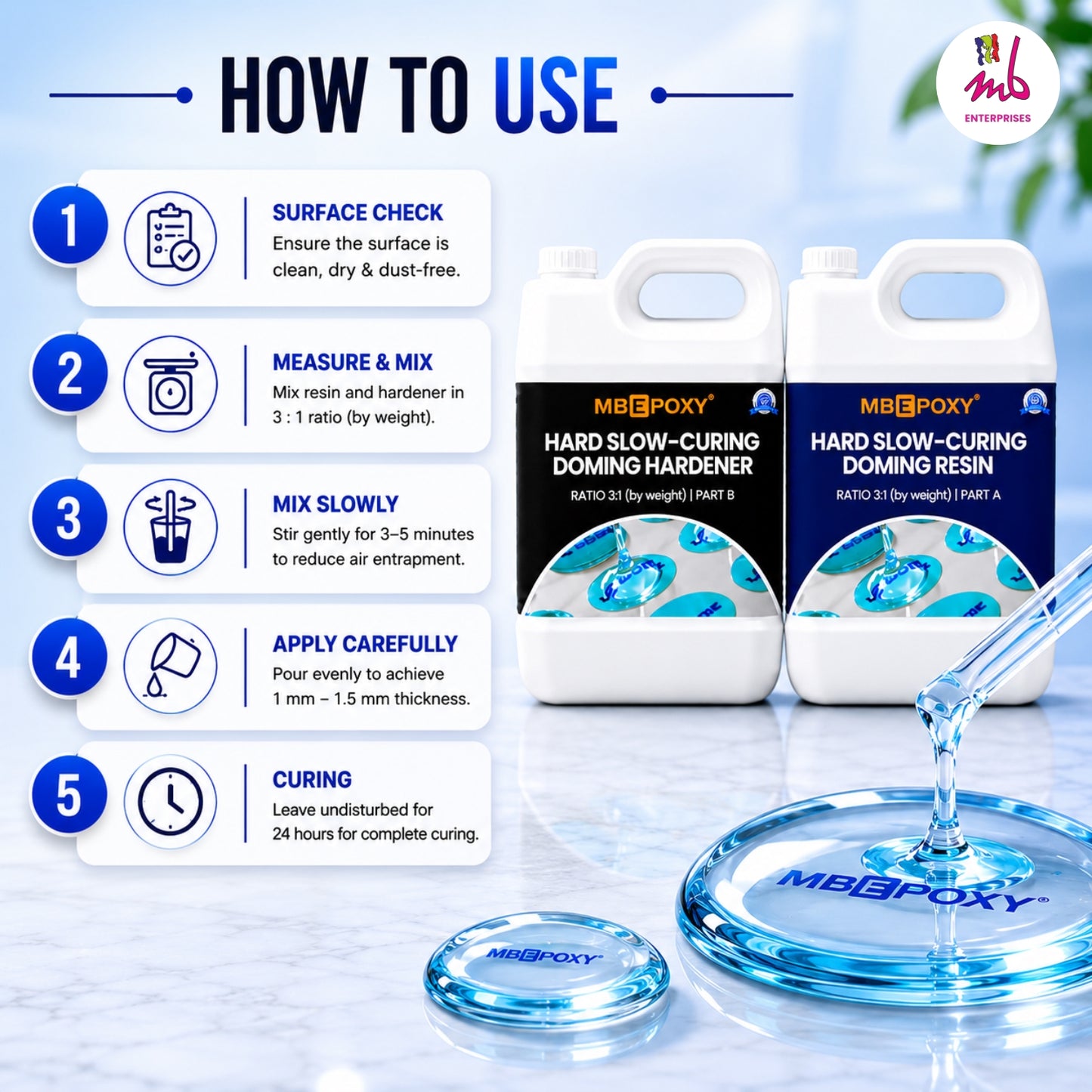 MBEPOXY® Hard Slow-Cure Doming Resin