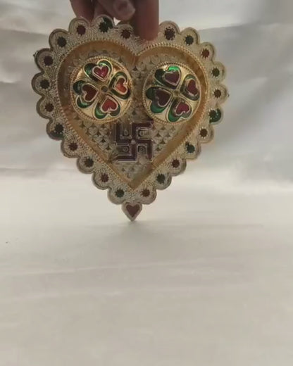 Heart Swastik pooja thali